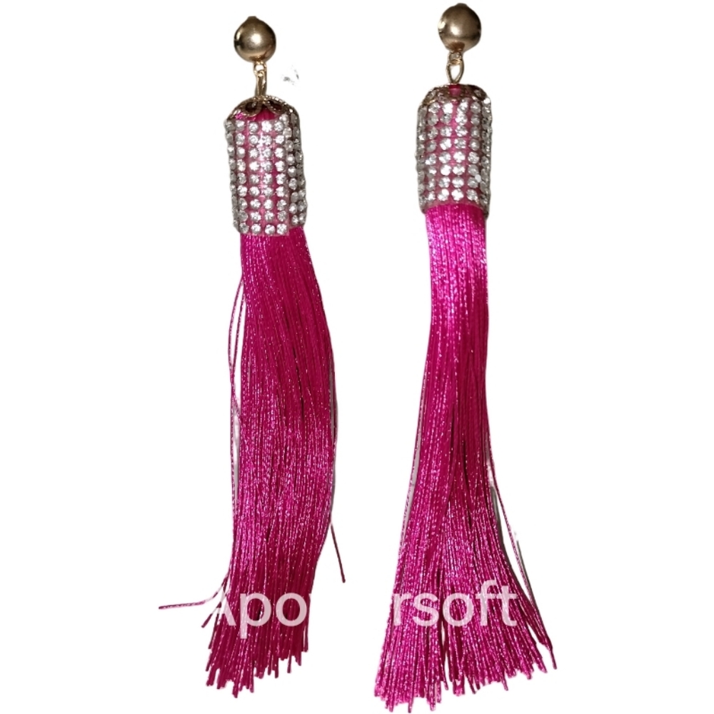 🩷 Pink fringe tassel earrings